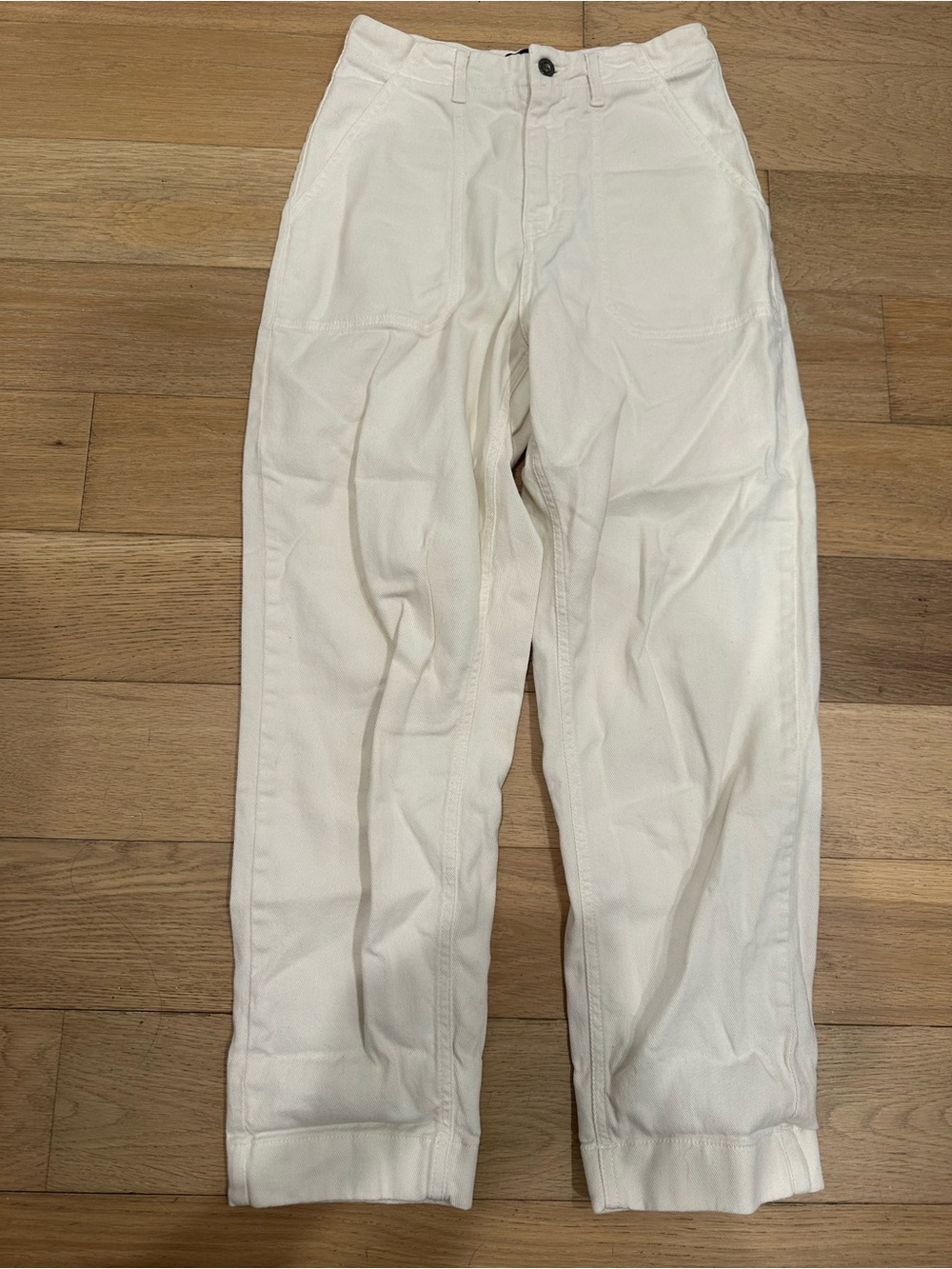 Finisterre Yarrel Organic Cotton Twill Barrel Pants Size 26 Regular Cream Ivory